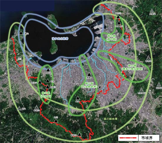 福岡市の緑の状況（出典：福岡市 新・緑の基本計画（平成21年5月））