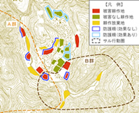 サルの行動圏と被害状況